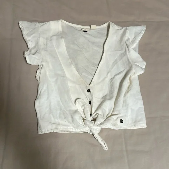 White Linen Roxy Ruffle Tank - Picture 1 of 2